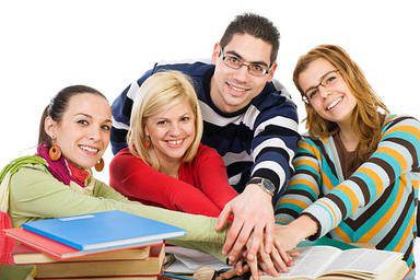 Students celebrating graduation